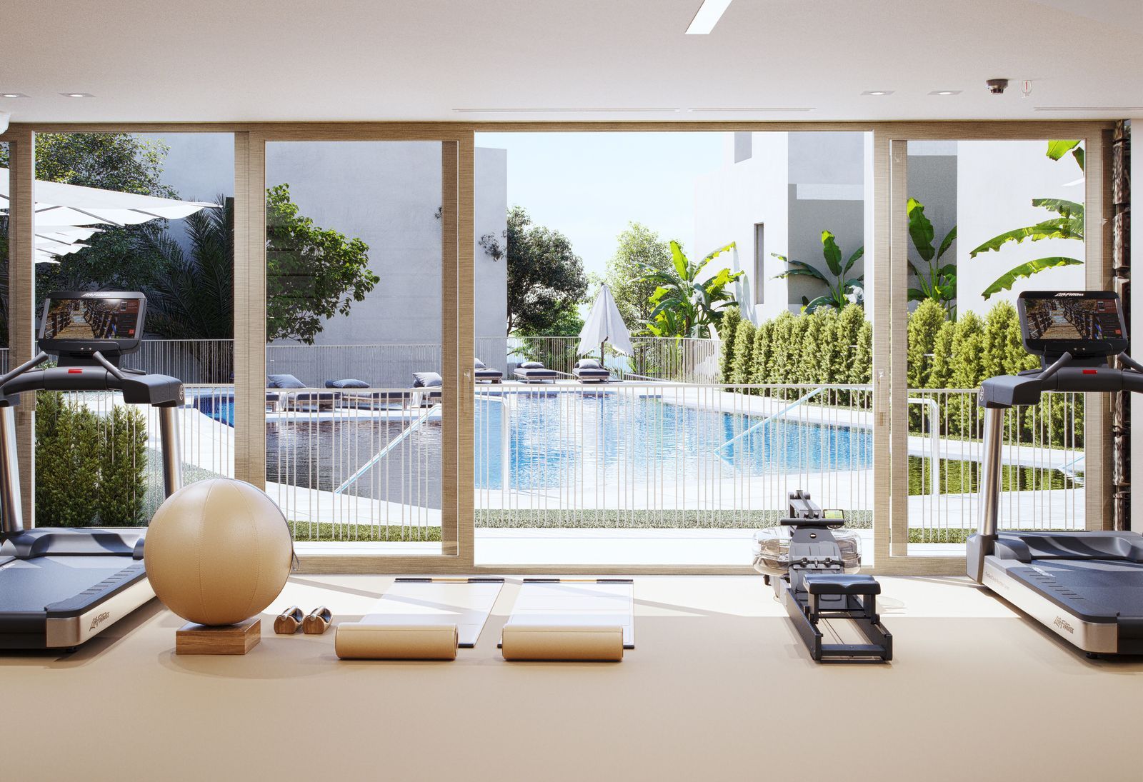 03 modern gym poolside view